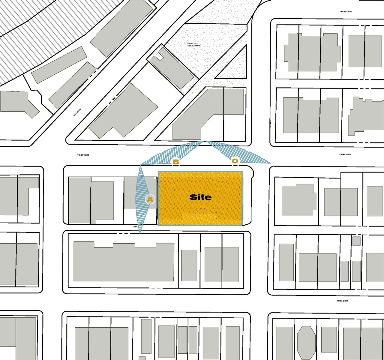 Construction site plan for project from page 19 of the file 'Application booklet'