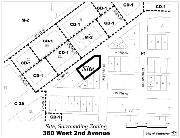 Construction site plan for project from page 3 of the file 'Rezoning Report'