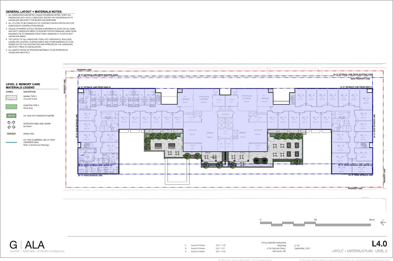Construction site plan for project from page 13 of the file 'Landscape plans'