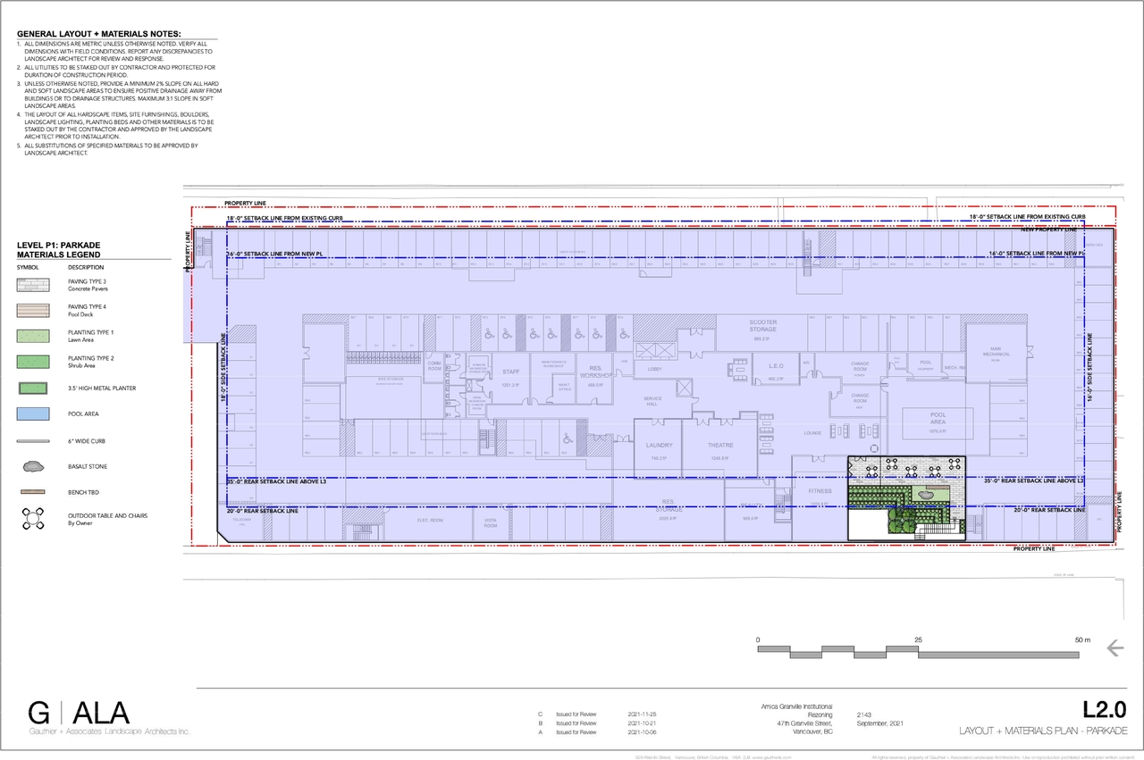 Construction site plan for project from page 6 of the file 'Landscape plans'