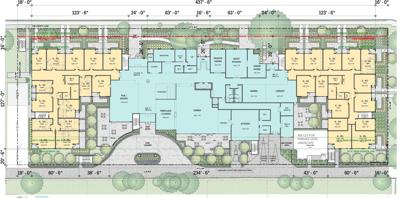 Construction site plan for project from page 7 of the file 'Architectural plans'