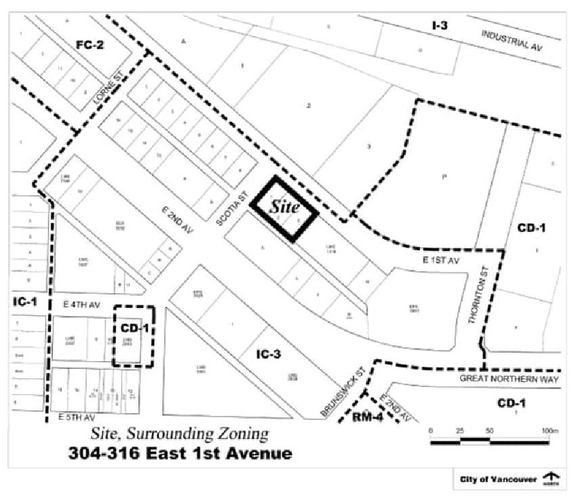 Construction site plan for project from page 3 of the file 'Report'