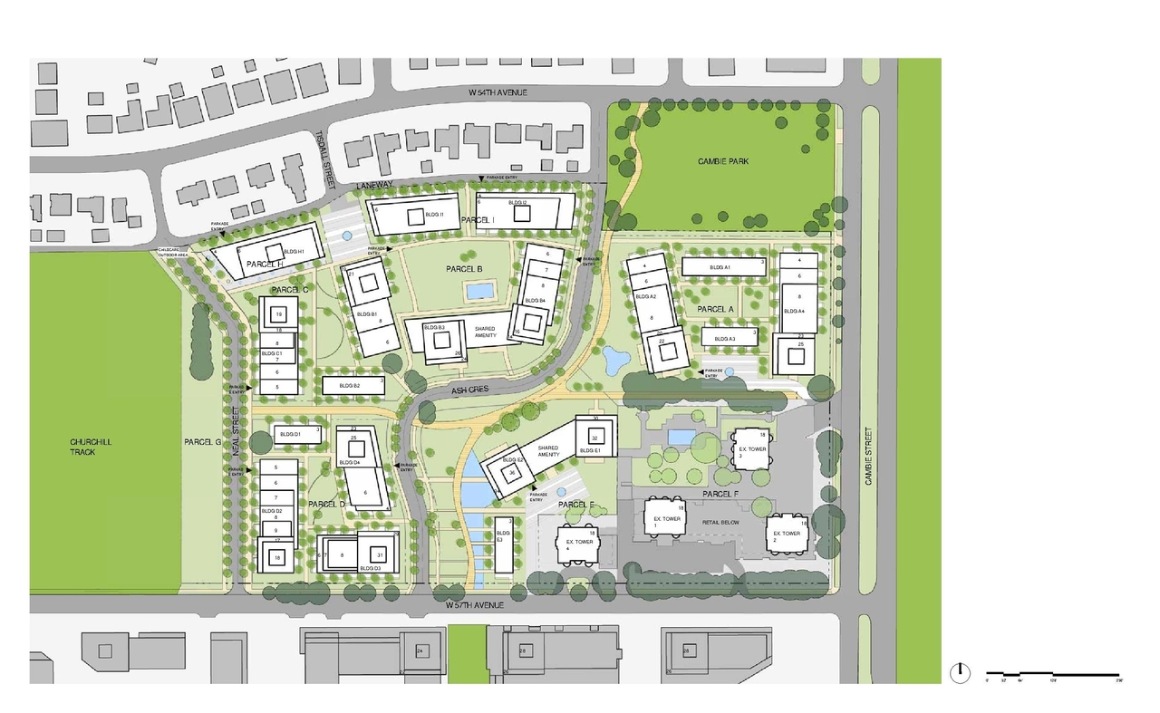 Construction site plan for project from page 71 of the file 'Application booklet'