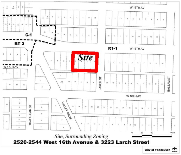 Construction site plan for project from page 3 of the file 'Referral report'