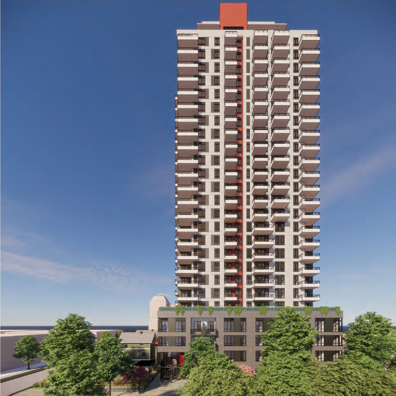 Rendering of building from page 55 of the file 'Revised Application Booklet'