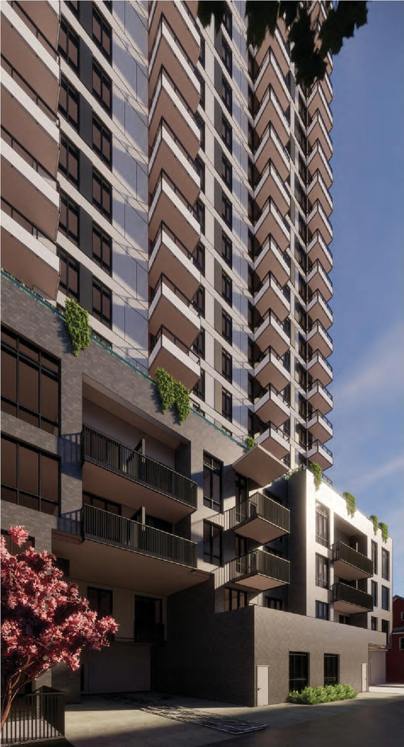 Rendering of building from page 56 of the file 'Revised Application Booklet'