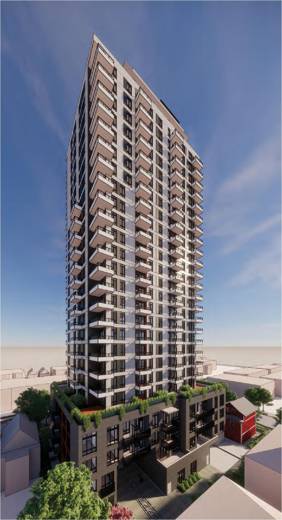 Rendering of building from page 56 of the file 'Revised Application Booklet'