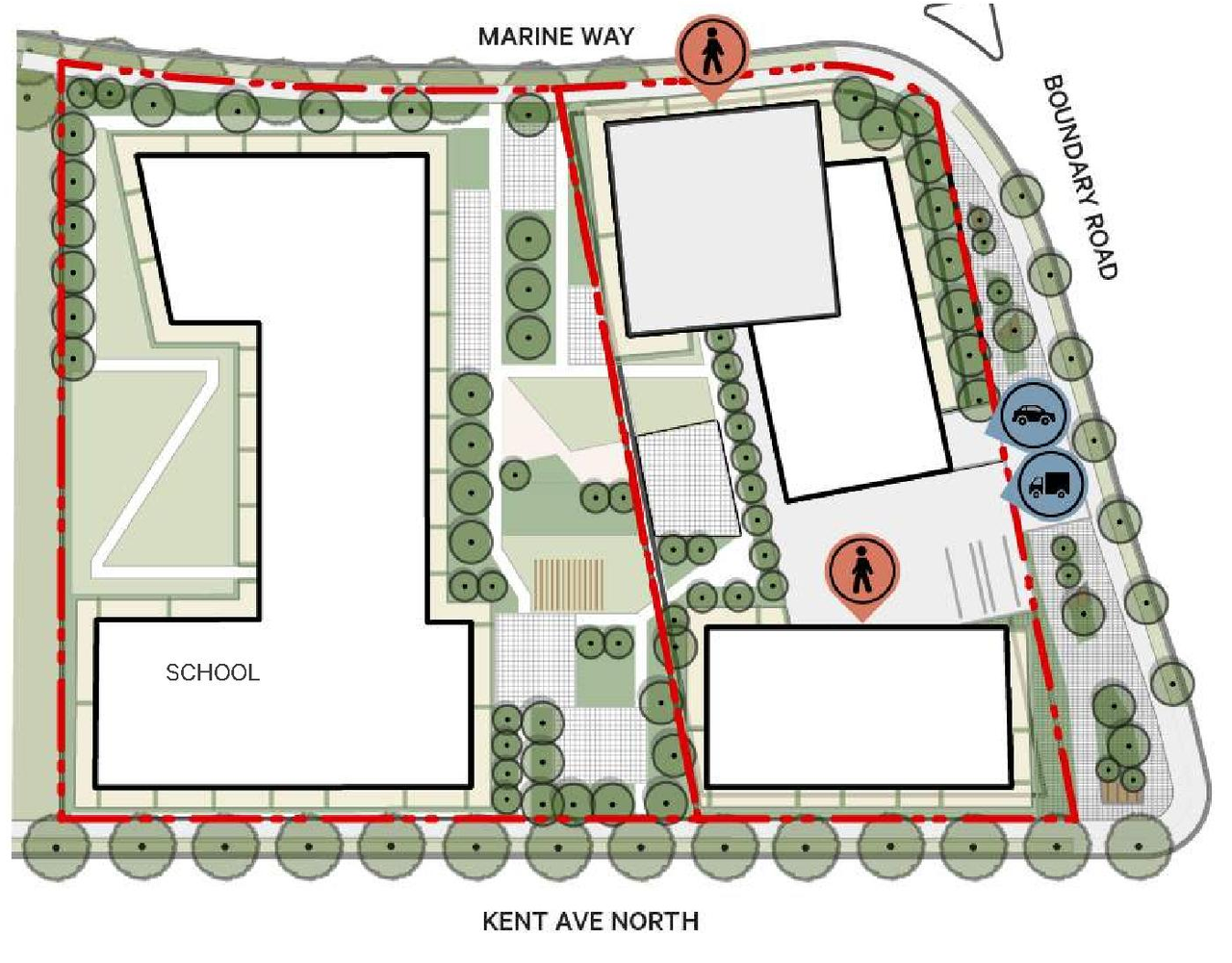 Construction site plan for project from page 29 of the file 'Application booklet - Section 6'