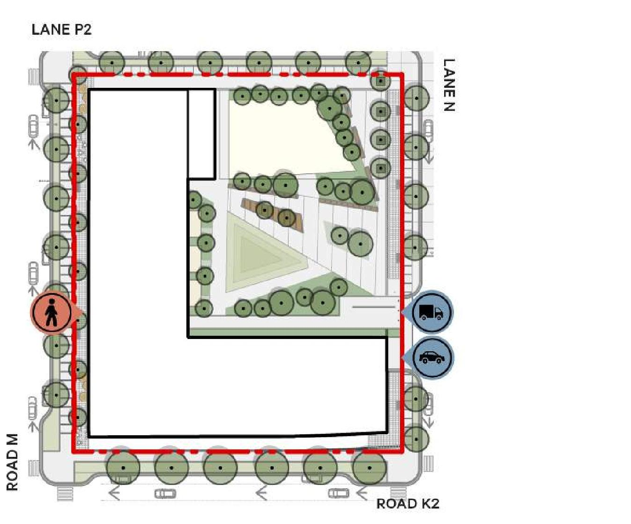 Construction site plan for project from page 37 of the file 'Application booklet - Section 6'