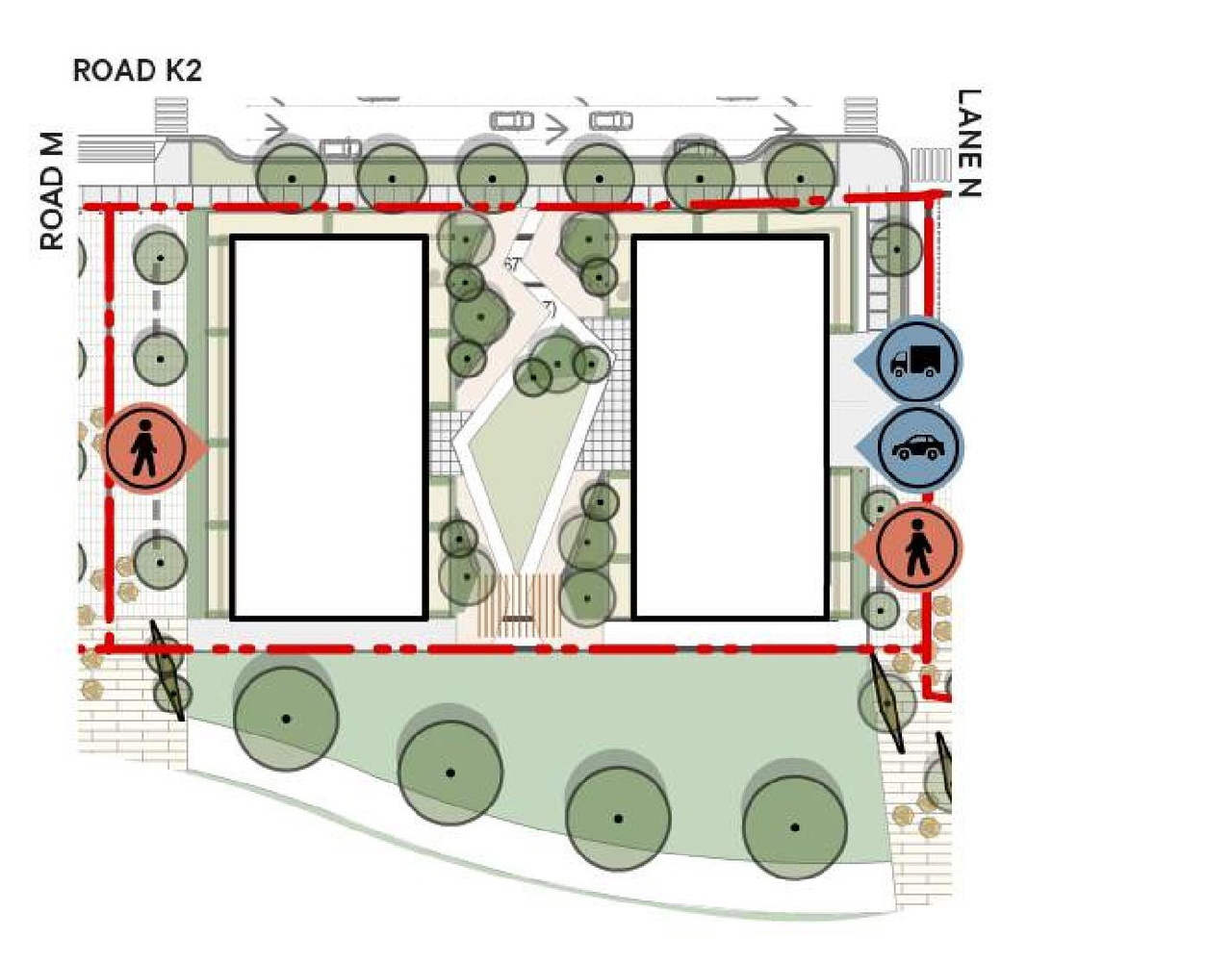 Construction site plan for project from page 63 of the file 'Application booklet - Section 6'
