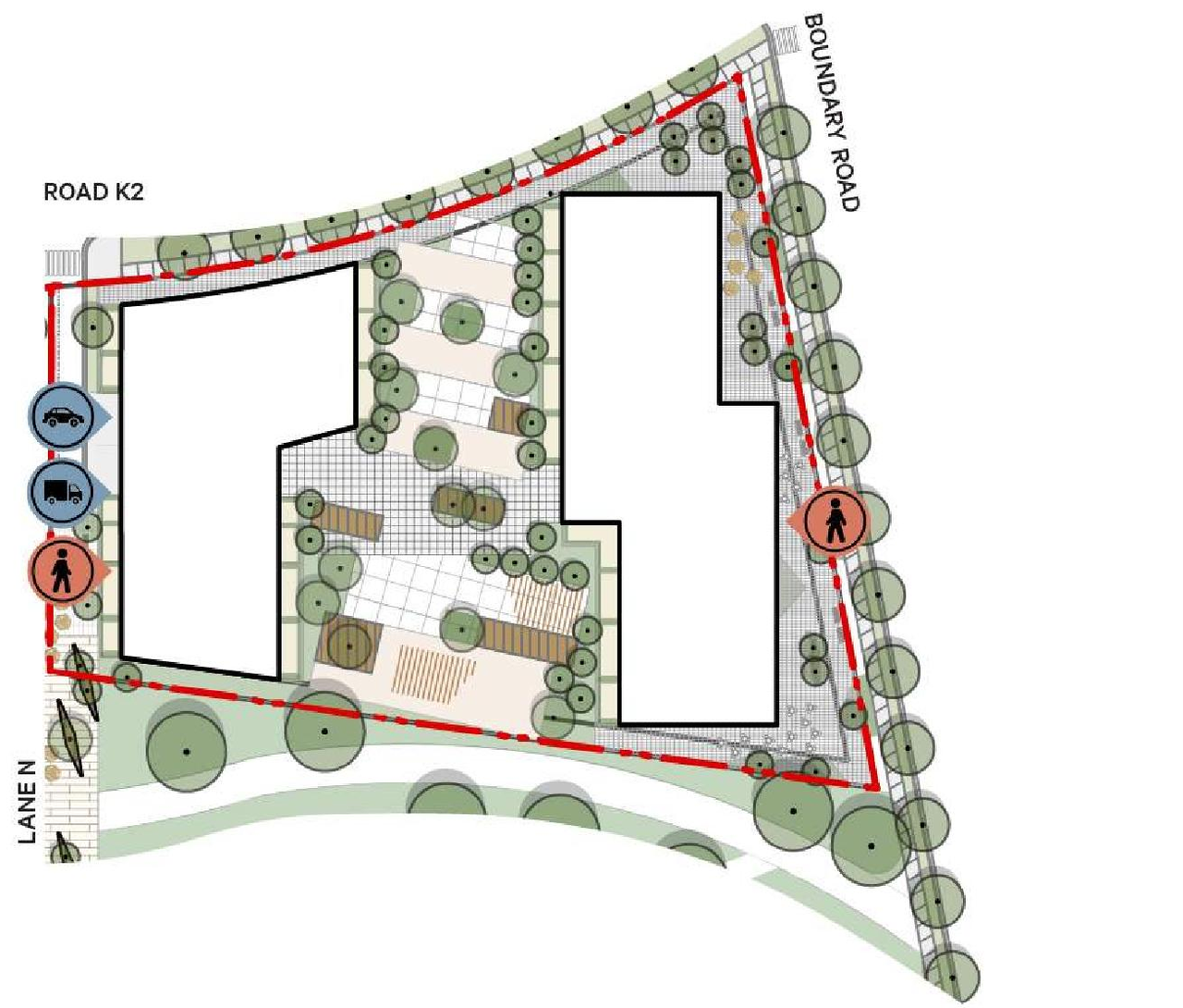 Construction site plan for project from page 67 of the file 'Application booklet - Section 6'