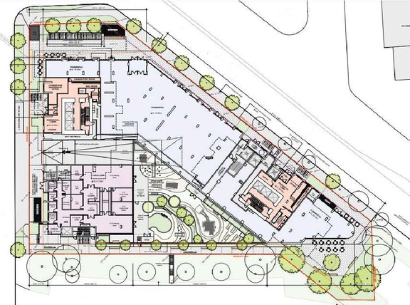 Construction site plan for project from page 7 of the file 'Referral report'