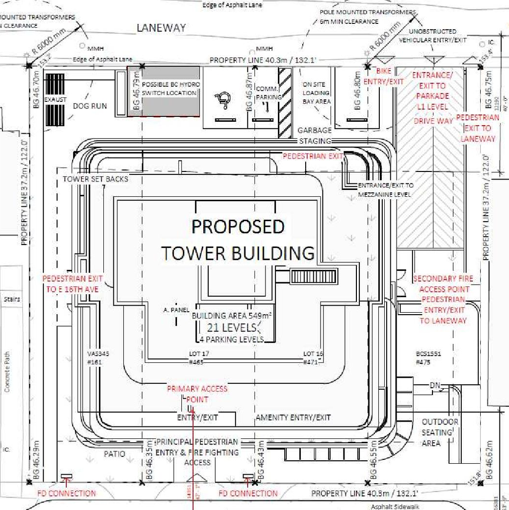 Construction site plan for project from page 37 of the file 'Referral report'