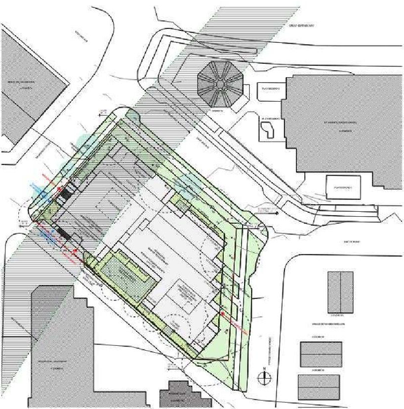 Construction site plan for project from page 32 of the file 'Referral report'