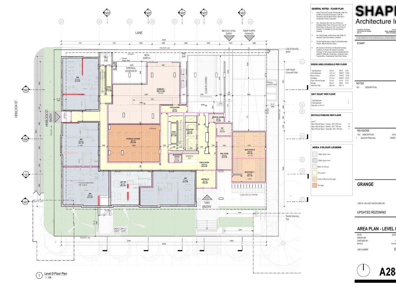 Construction site plan for project from page 44 of the file 'Architectural drawings'