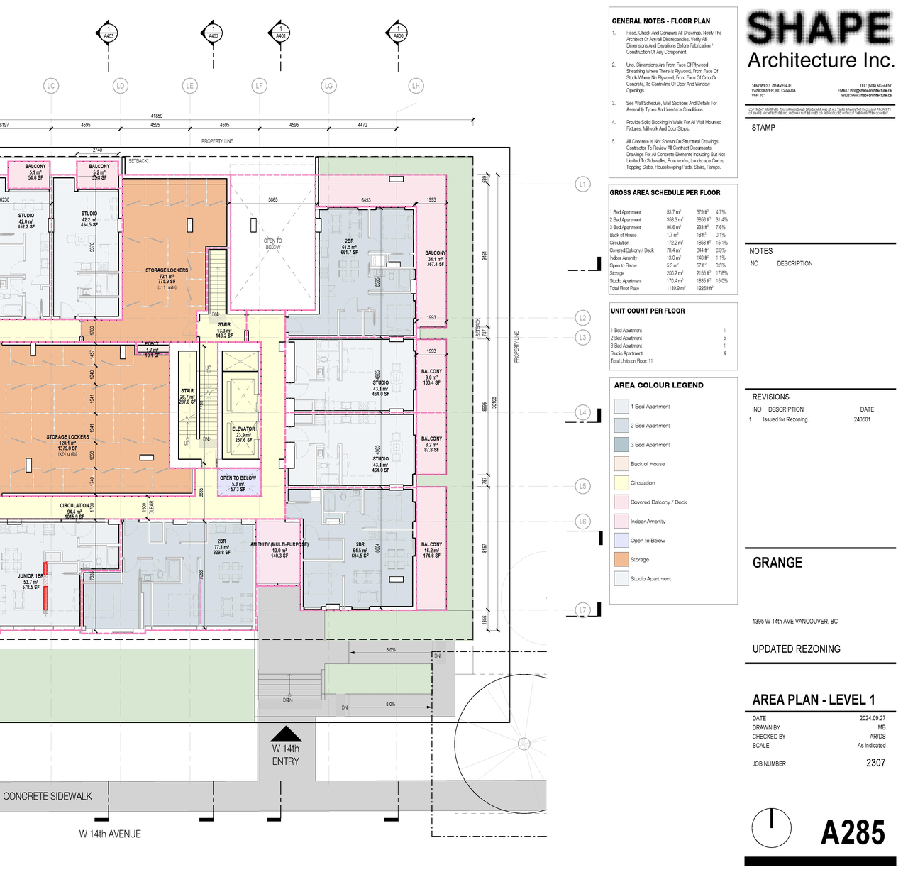 Construction site plan for project from page 45 of the file 'Architectural drawings'