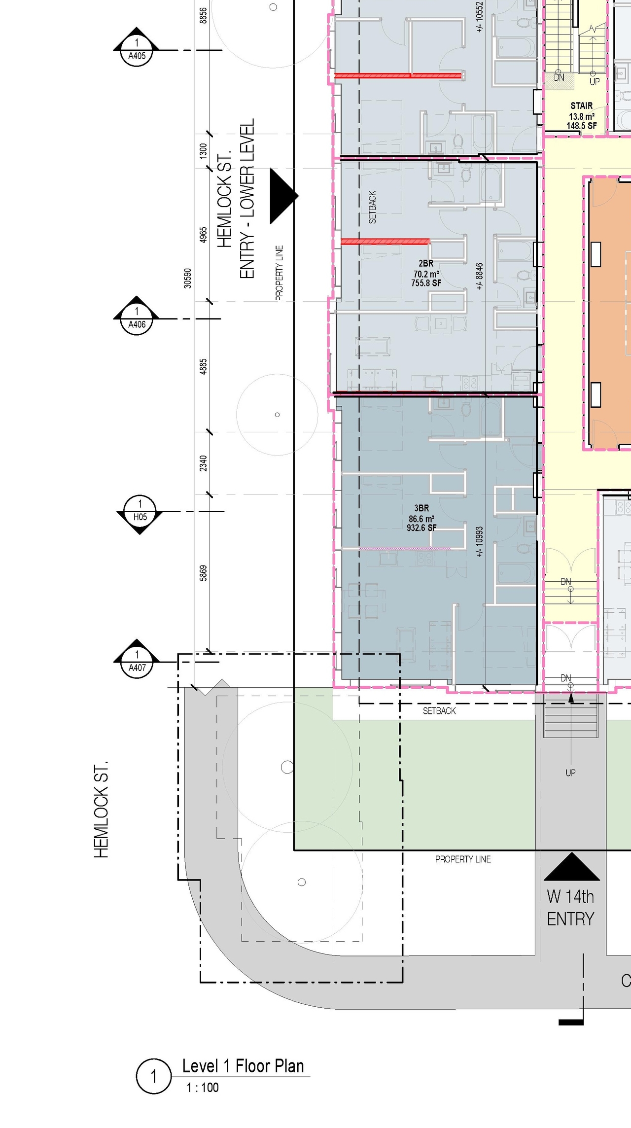 Construction site plan for project from page 45 of the file 'Architectural drawings'