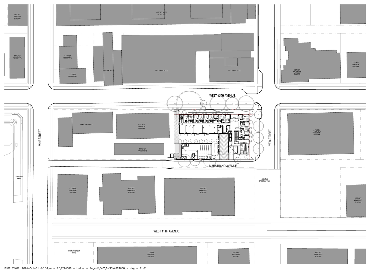 Construction site plan for project from page 34 of the file 'Application booklet'