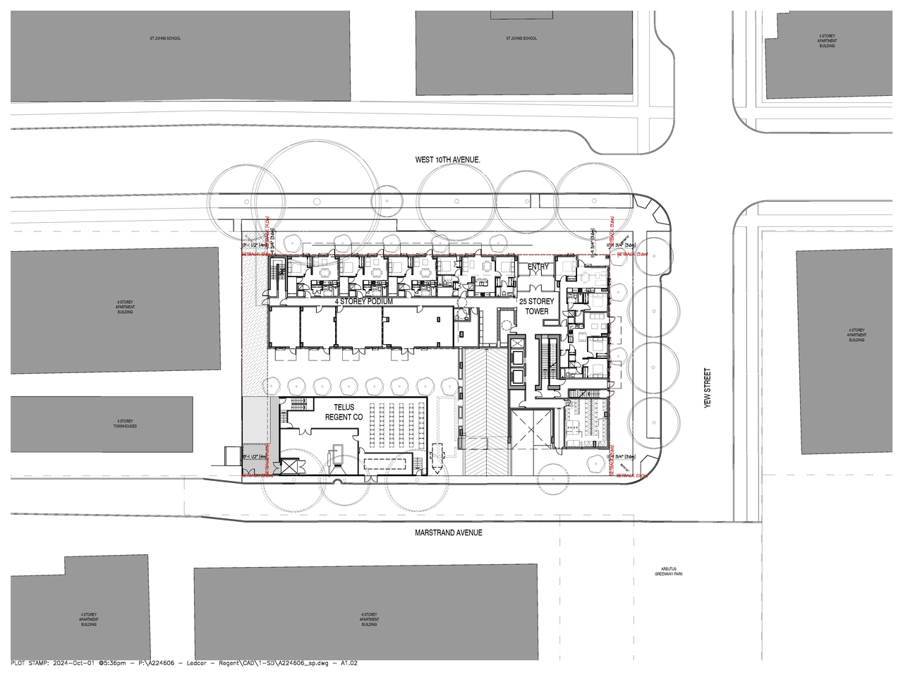 Construction site plan for project from page 35 of the file 'Application booklet'