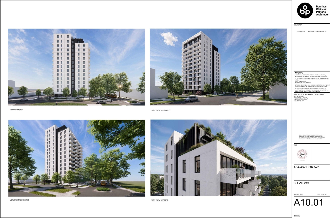 Rendering of building from page 28 of the file 'Architectural drawings'