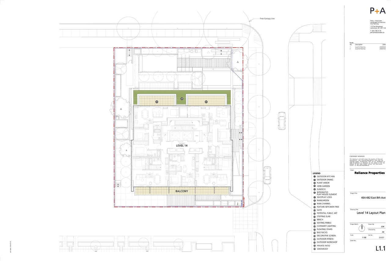 Construction site plan for project from page 3 of the file 'Landscape drawings'