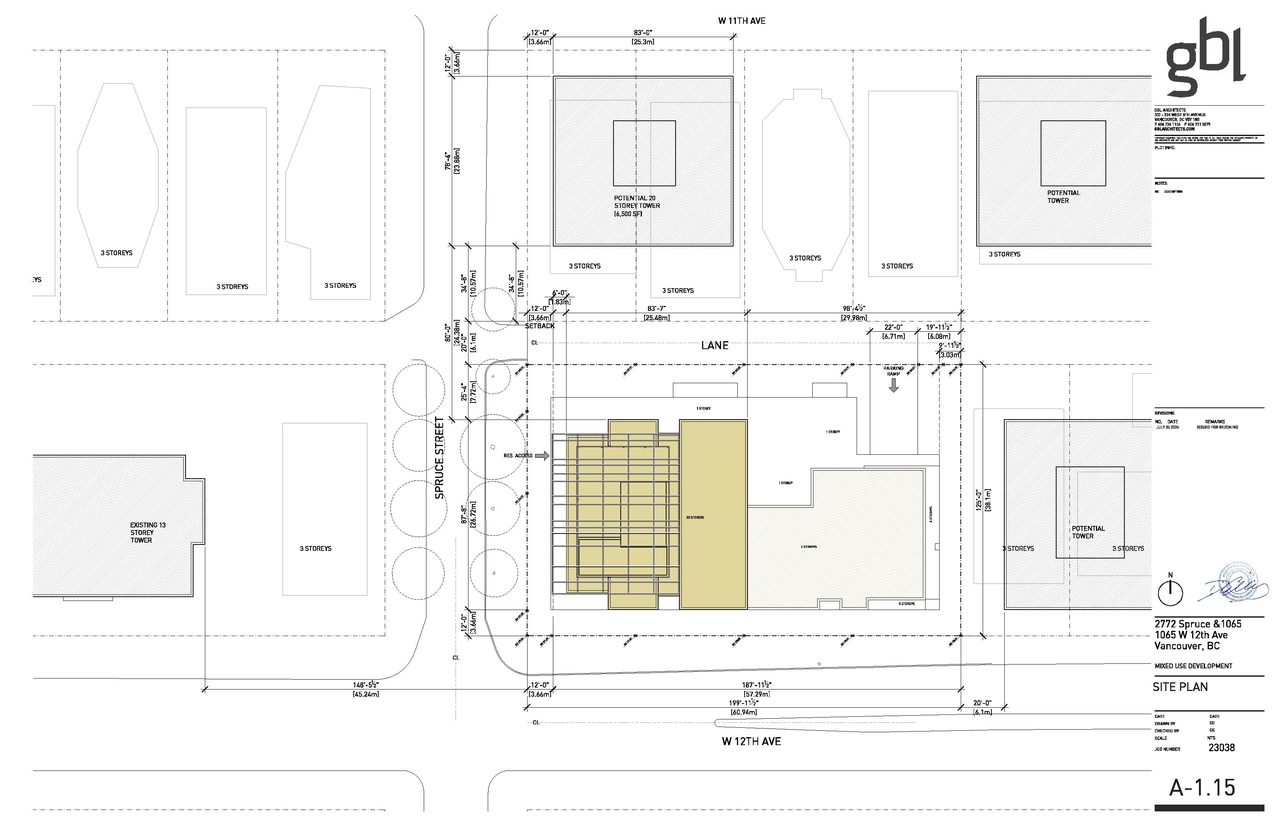 Construction site plan for project from page 16 of the file 'Application booklet'