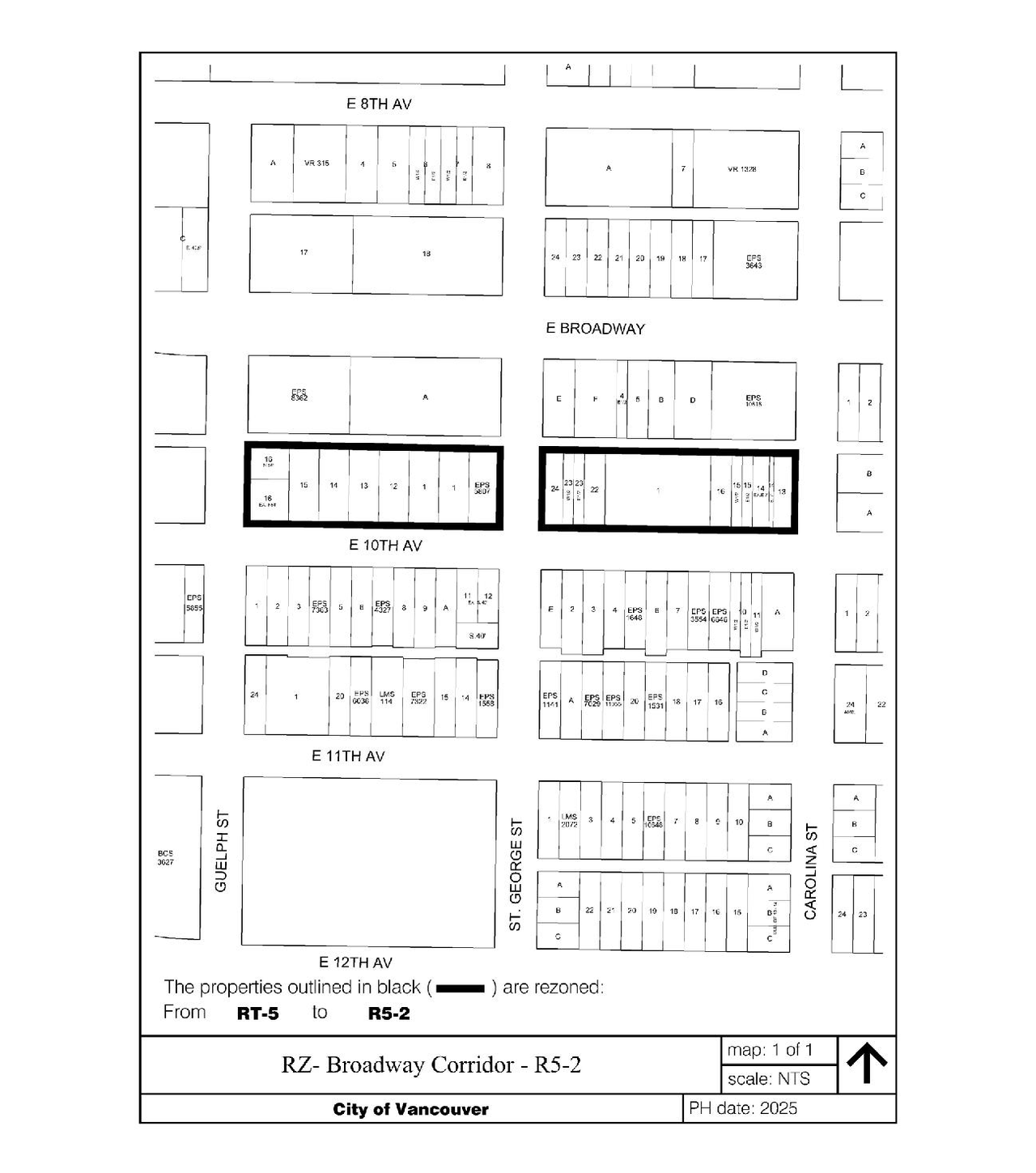 Construction site plan for project from page 114 of the file 'Referral Report - Standardized Apartment Districts and City-Initiated Zoning Changes to Implement Broadway Plan and Cambie Corridor Plan'