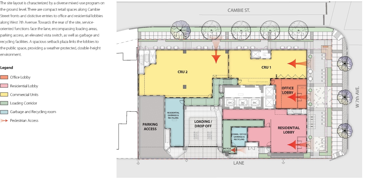 Construction site plan for project from page 43 of the file 'Application booklet'
