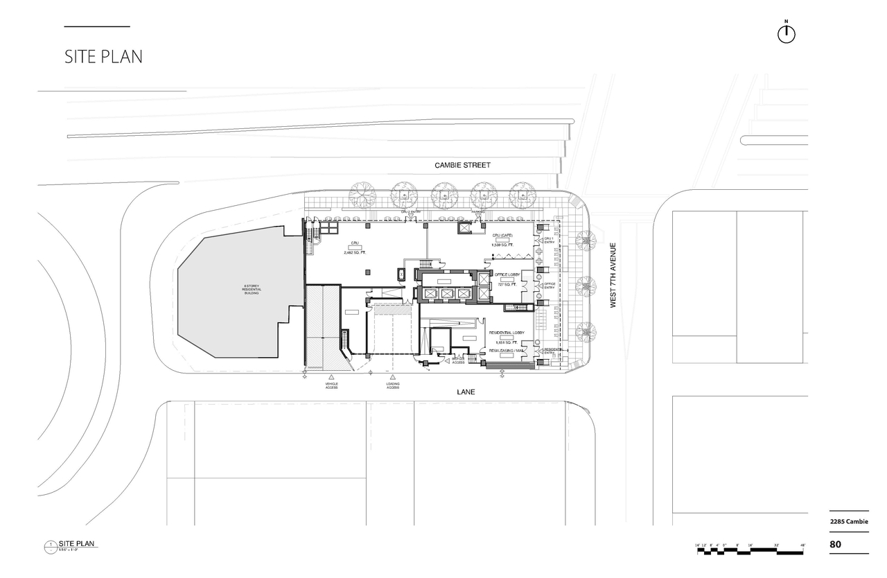 Construction site plan for project from page 80 of the file 'Application booklet'