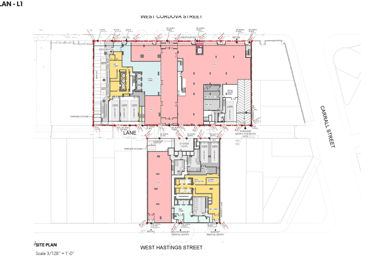 Construction site plan for project from page 79 of the file 'Application booklet'