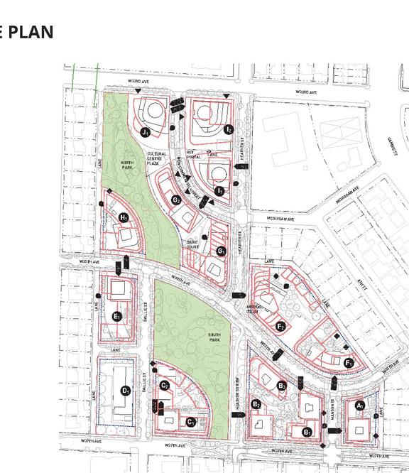Construction site plan for project from page 14 of the file '2022-2025 Application comparison document'