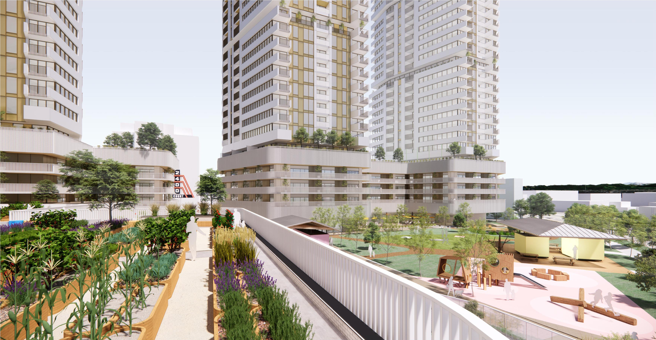 Rendering of building from page 18 of the file 'Info Session Boards - Applicant'