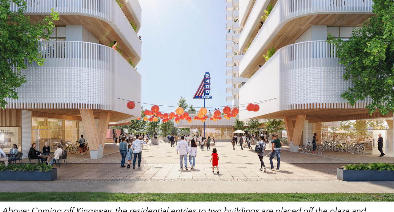 Rendering of building from page 18 of the file 'Info Session Boards - Applicant'