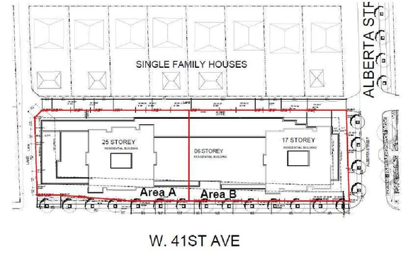 Construction site plan for project from page 11 of the file 'Referral report'