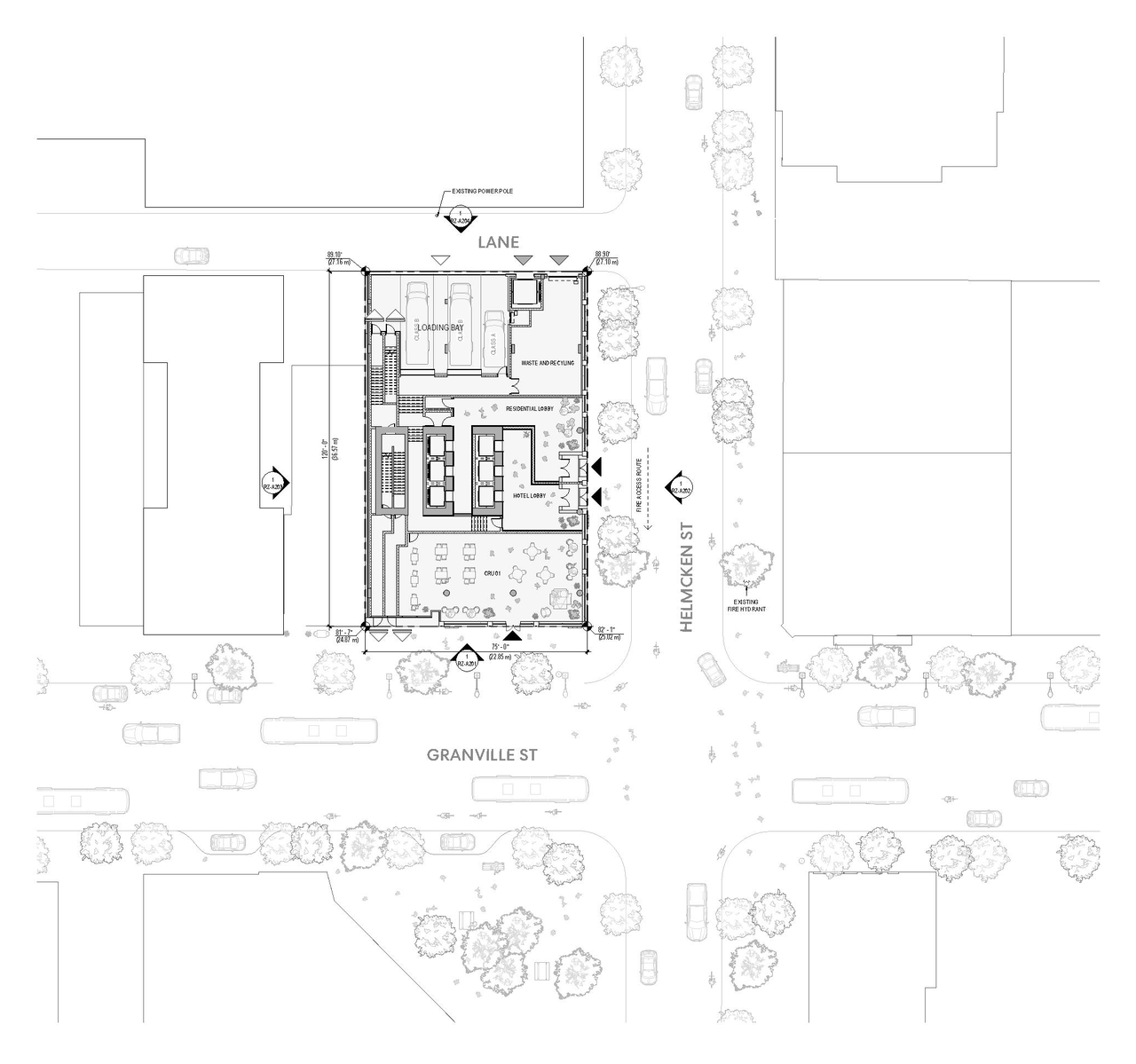 Construction site plan for project from page 90 of the file 'Application booklet'