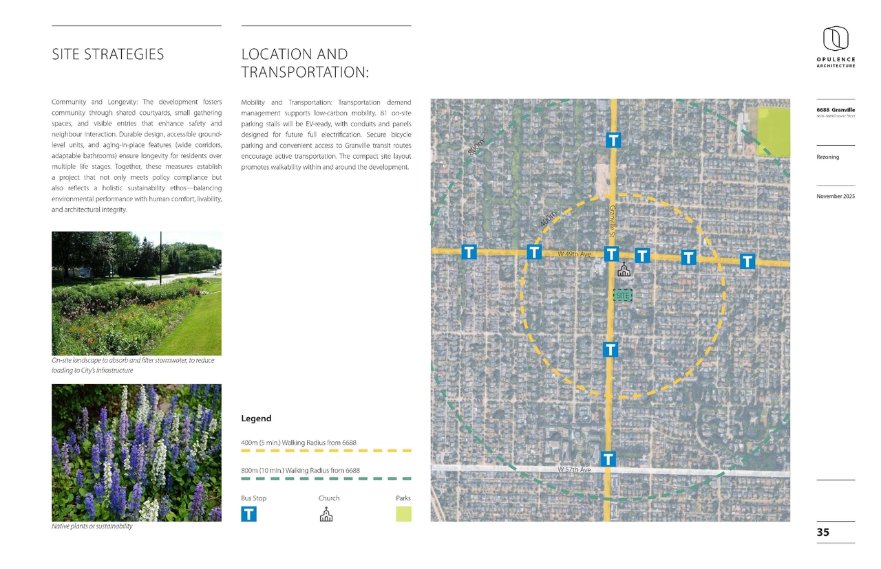 Construction site plan for project from page 35 of the file 'Application booklet'