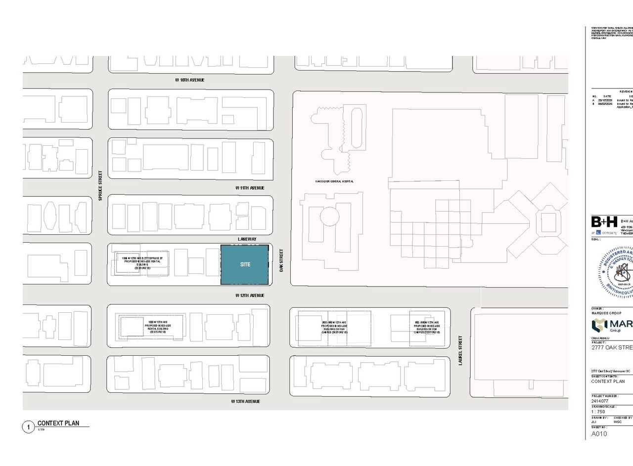 Construction site plan for project from page 44 of the file 'Application booklet'