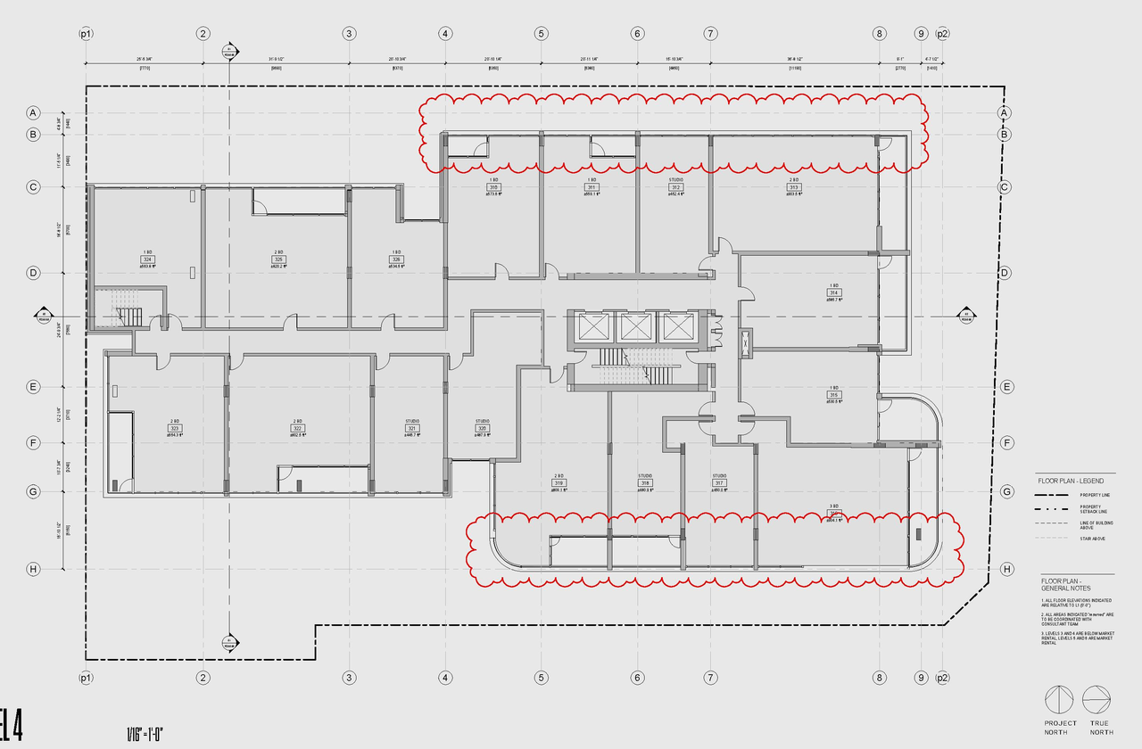 Construction site plan for project from page 56 of the file 'Application booklet'