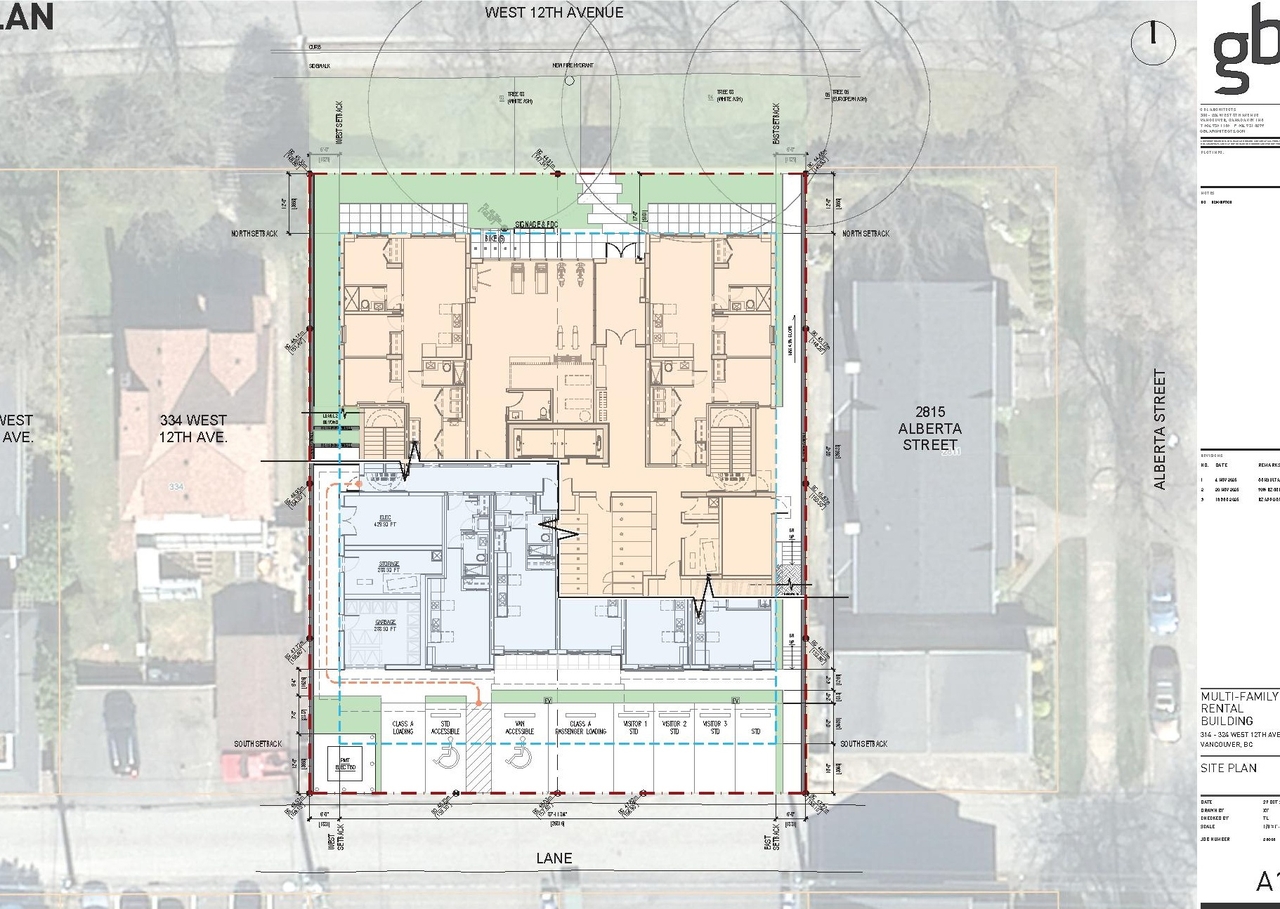 Construction site plan for project from page 30 of the file 'Application booklet'