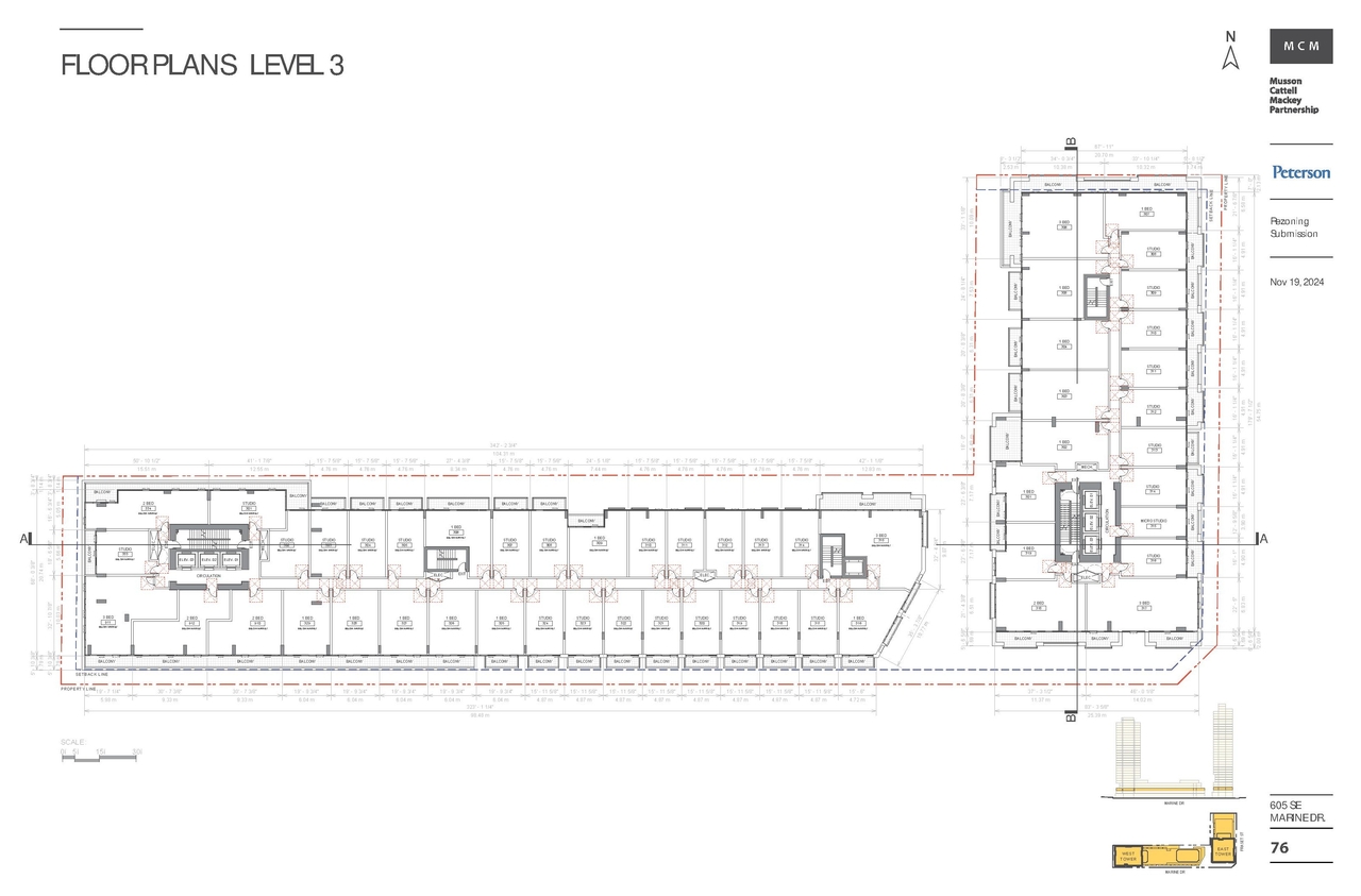 Construction site plan for project from page 76 of the file 'Application booklet'