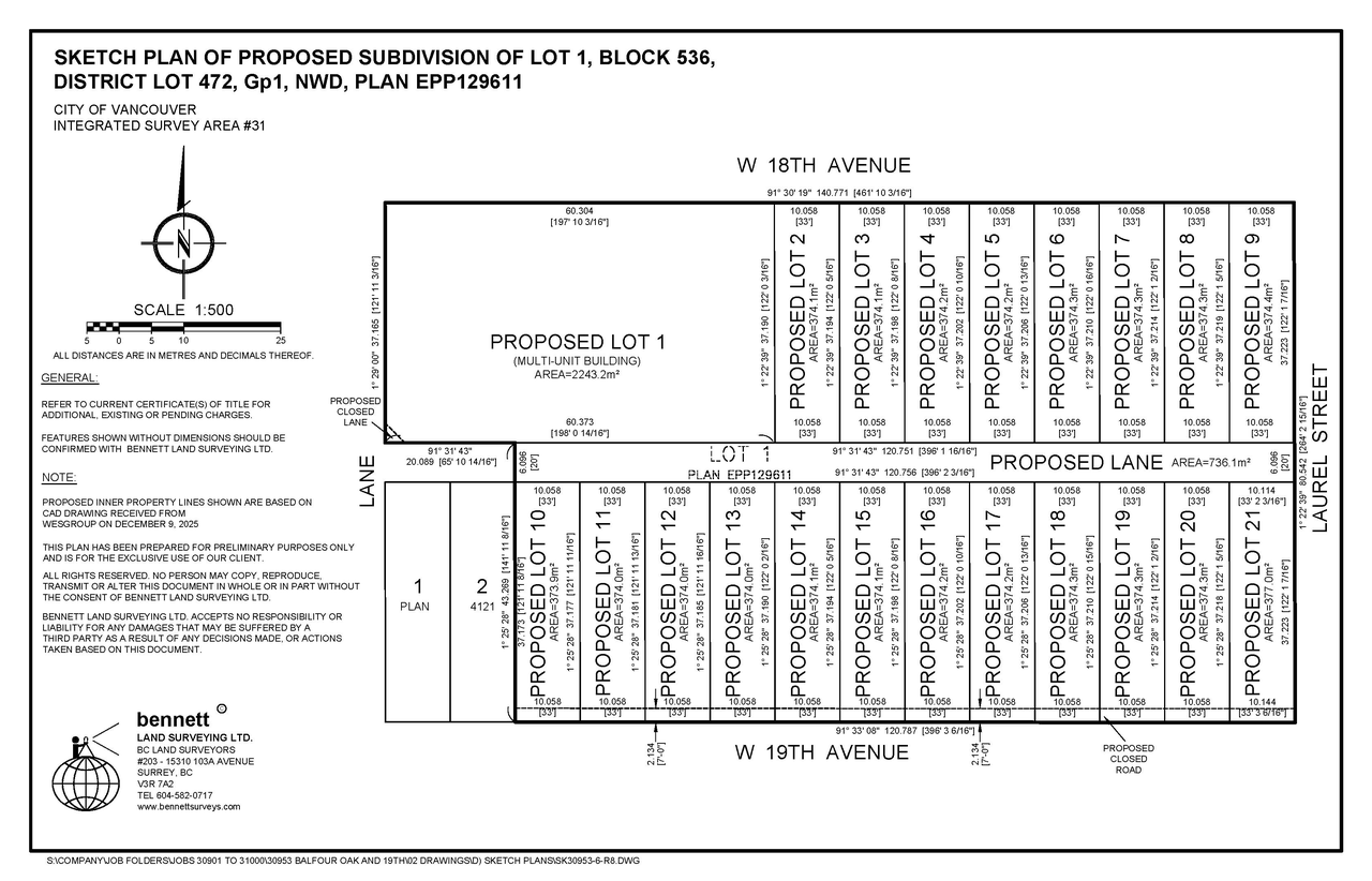 Construction site plan for project from page 1 of the file 'Subdivision Plan'