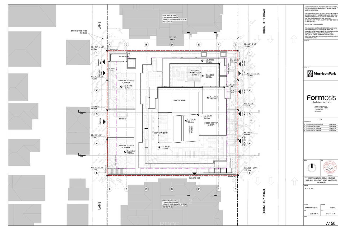 Construction site plan for project from page 5 of the file 'Architectural drawings'