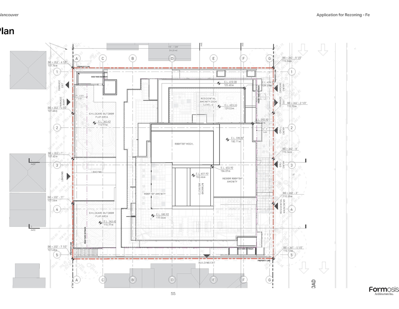 Construction site plan for project from page 55 of the file 'Application booklet'
