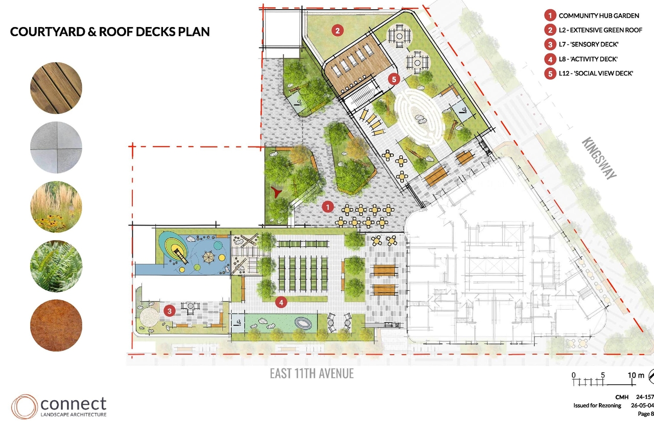 Construction site plan for project from page 9 of the file 'Landscape drawings'