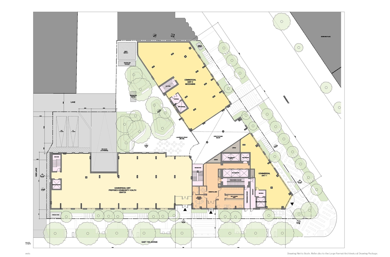 Construction site plan for project from page 74 of the file 'Application booklet'