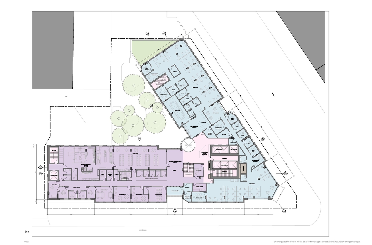 Construction site plan for project from page 75 of the file 'Application booklet'