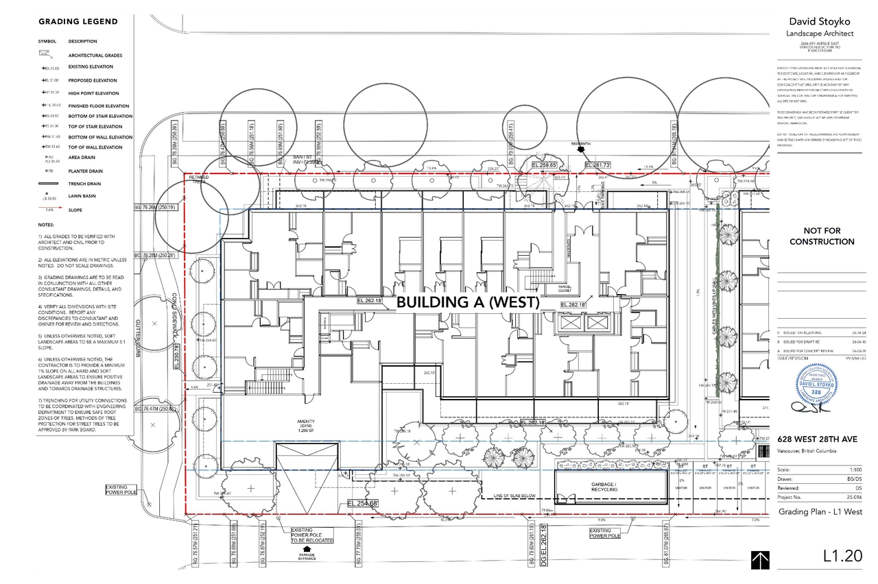 Construction site plan for project from page 10 of the file 'Landscape drawings'