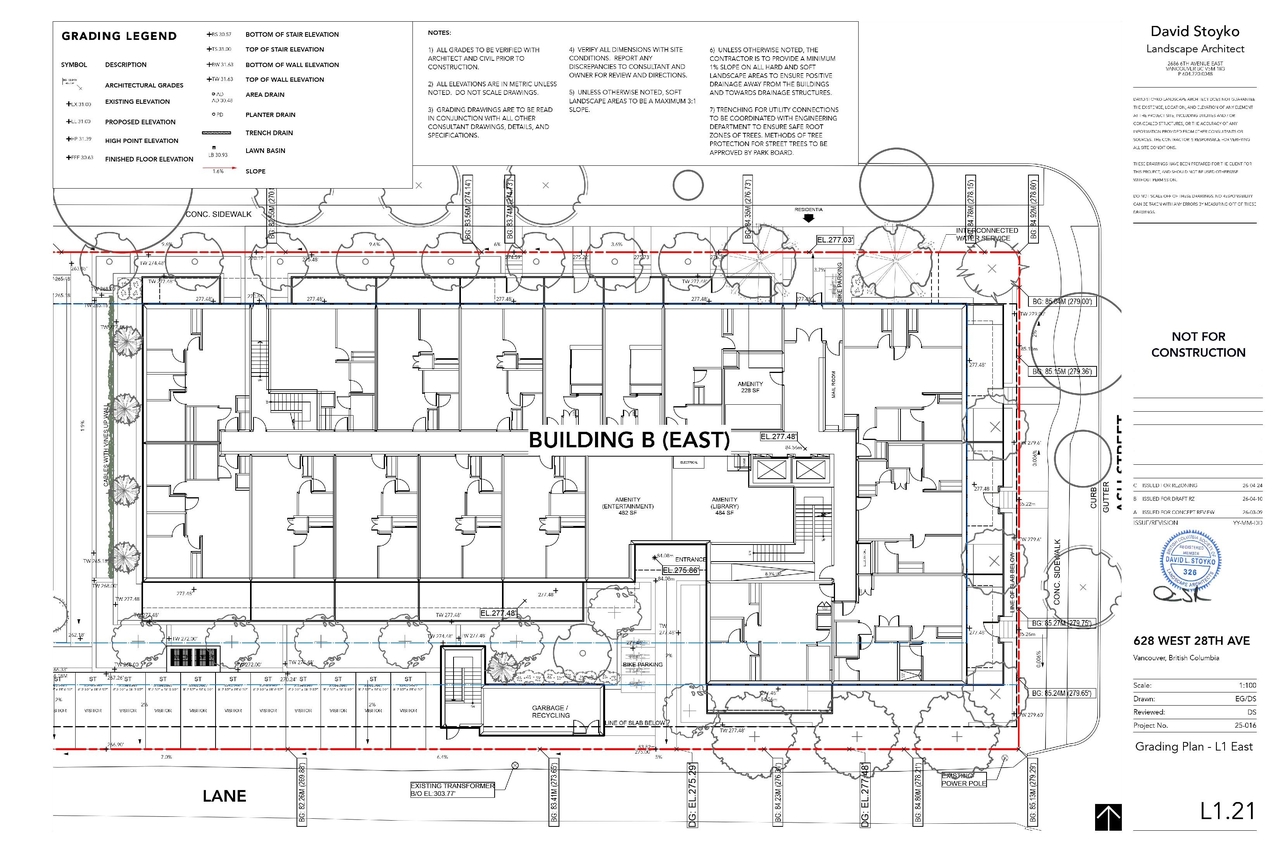 Construction site plan for project from page 11 of the file 'Landscape drawings'