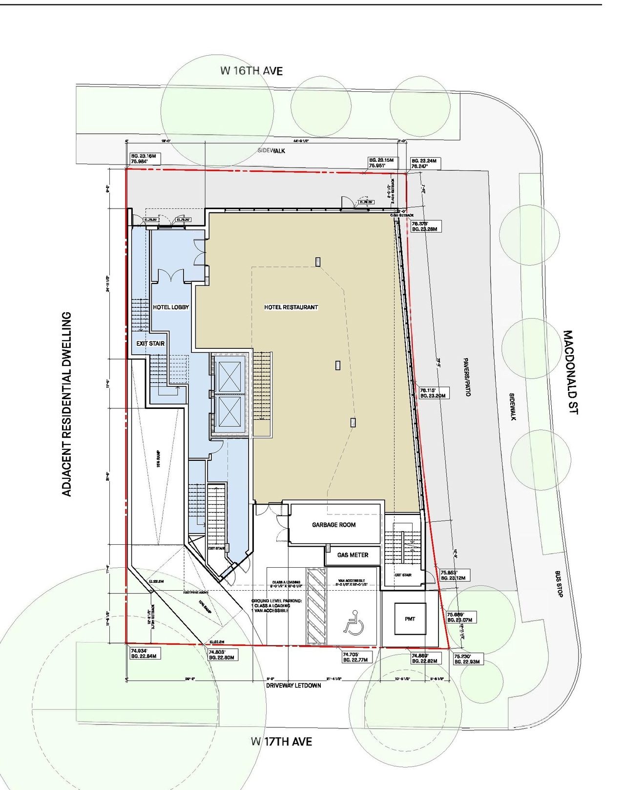 Construction site plan for project from page 3 of the file 'Architectural drawings'