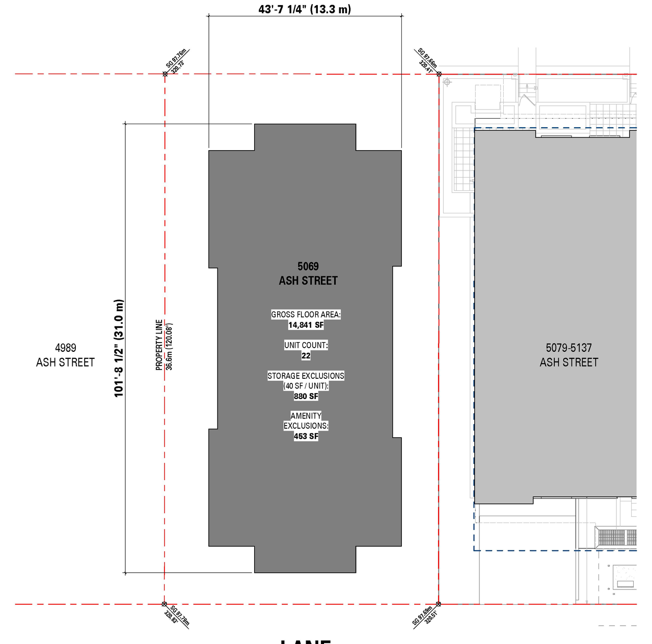 Construction site plan for project from page 31 of the file 'Application booklet'